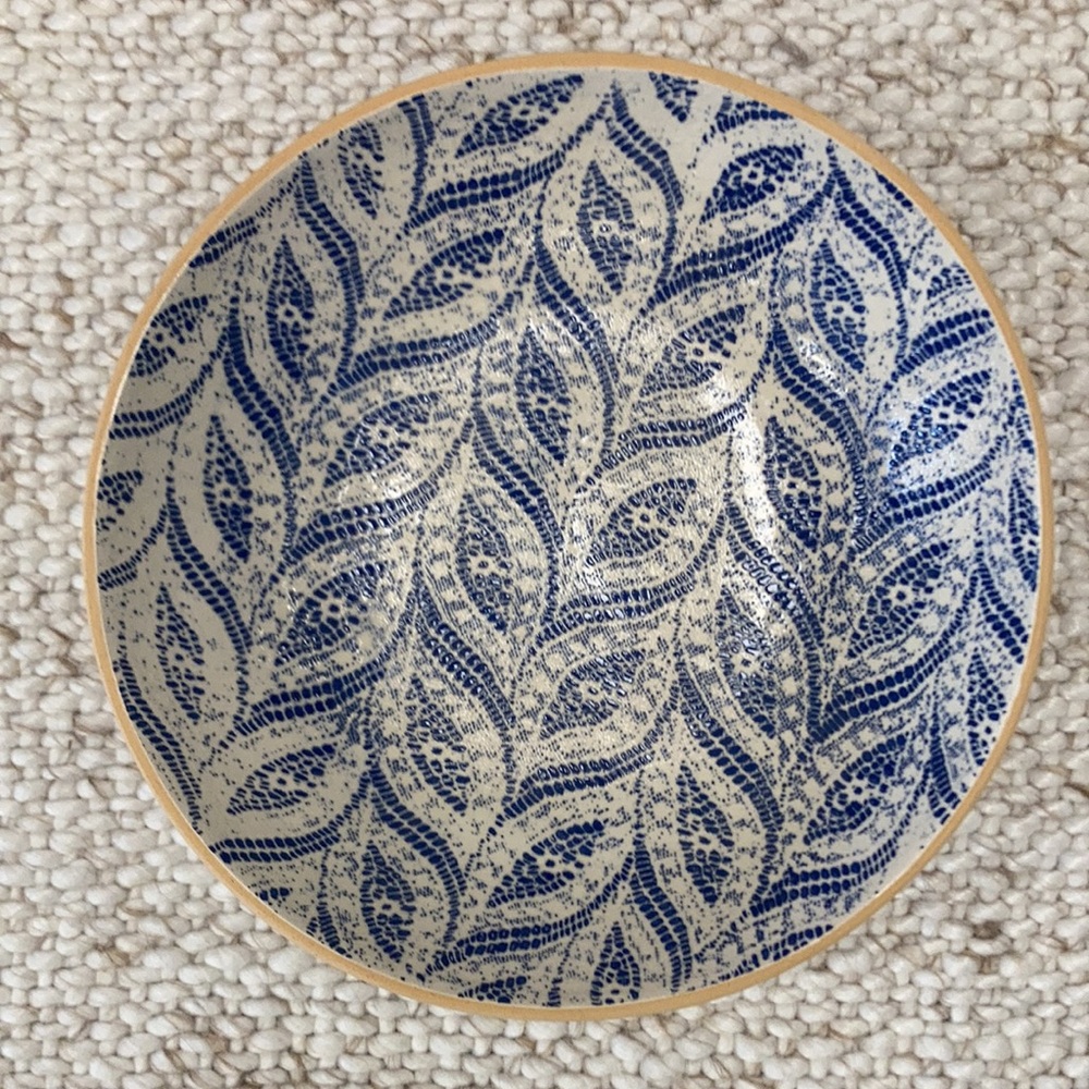 🍊🥣 Serving Bowl Opal Blue Paisley Cobalt Terrafirma Ceramics 12” D x 3” H 🏺🍋 - Picture 2 of 8